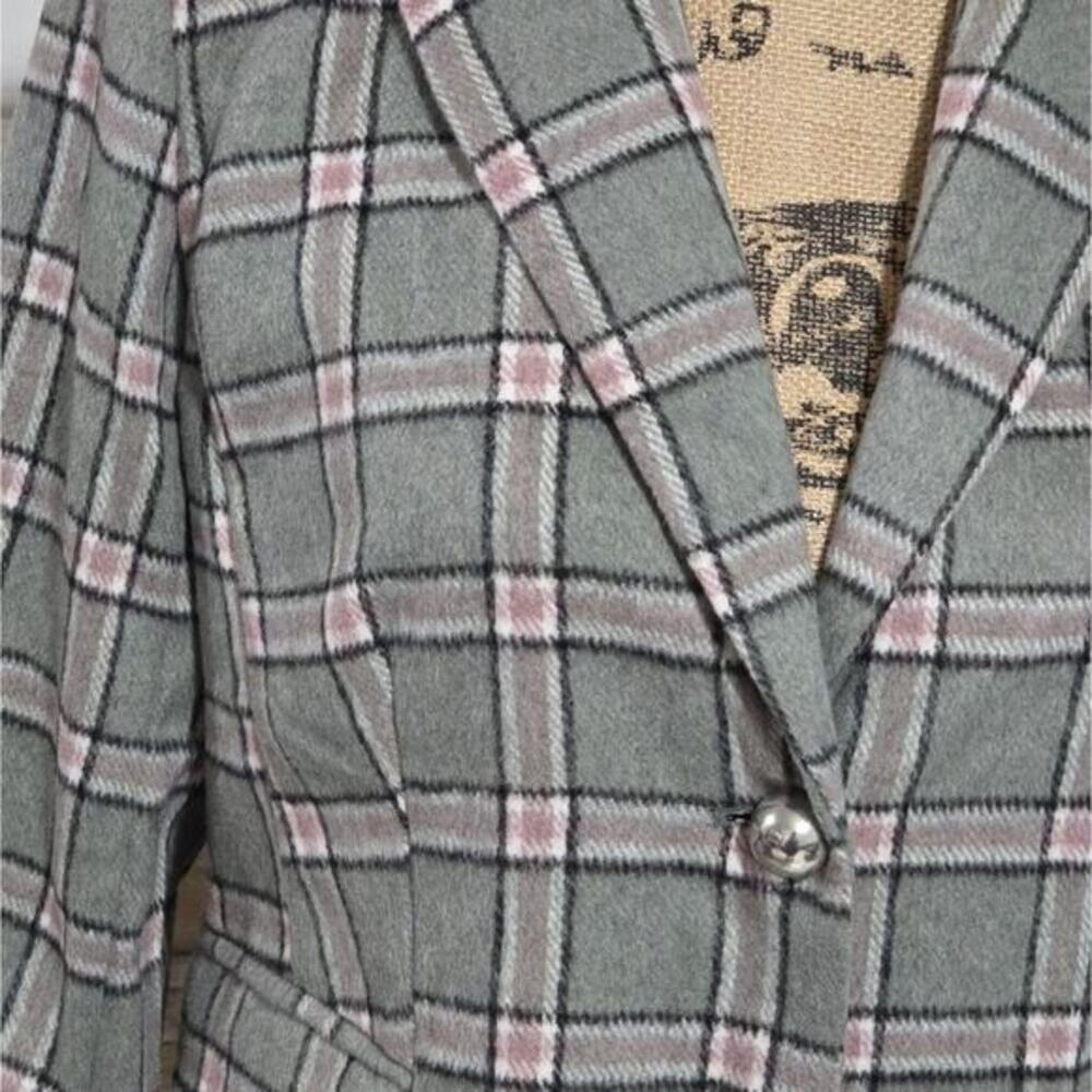 Laurie Felt Pink and Grey Women Plaid Annabelle Cropped Blazer Size 4 New - Picture 5 of 8